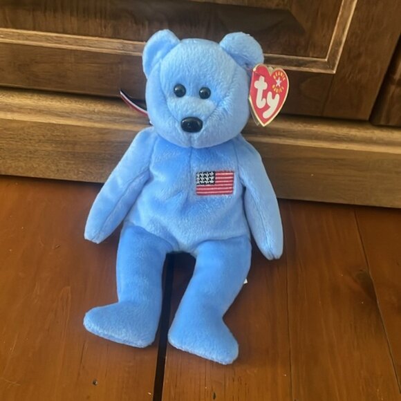 New Ty Beanie Baby America USA Blue Stars and Stripes Flag 2001 - Picture 3 of 8